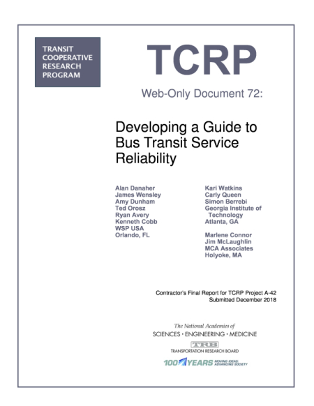 Developing a Guide to Bus Transit Service Reliability - APTA