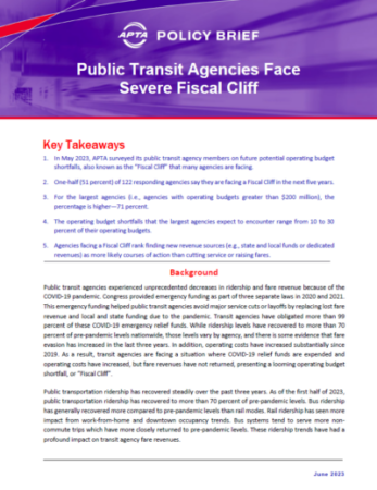 Public Transit Agencies Face Severe Fiscal Cliff