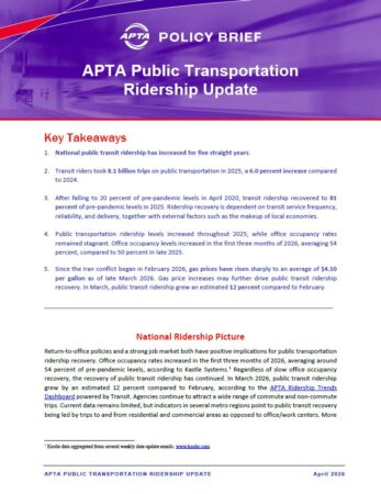 Public Transportation Ridership Update