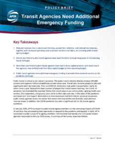 Transit Agencies Need Additional Emergency Funding brief cover